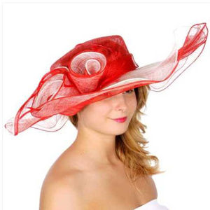 Sinamay rose hat Red Kentucky Derby Church Hat